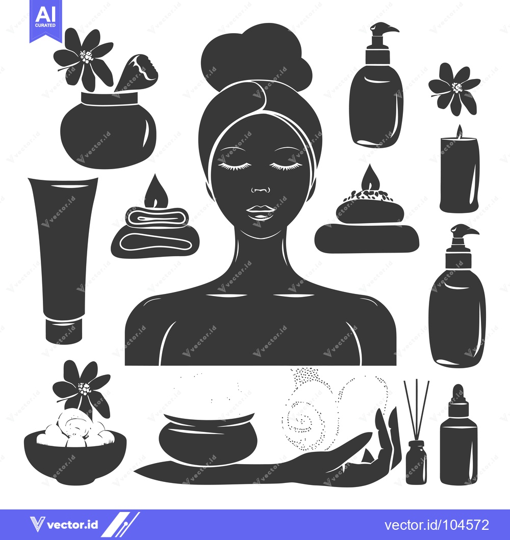 Premium Vector dari Spa Treatment with Essential Oils, Candles, and Massage Stones