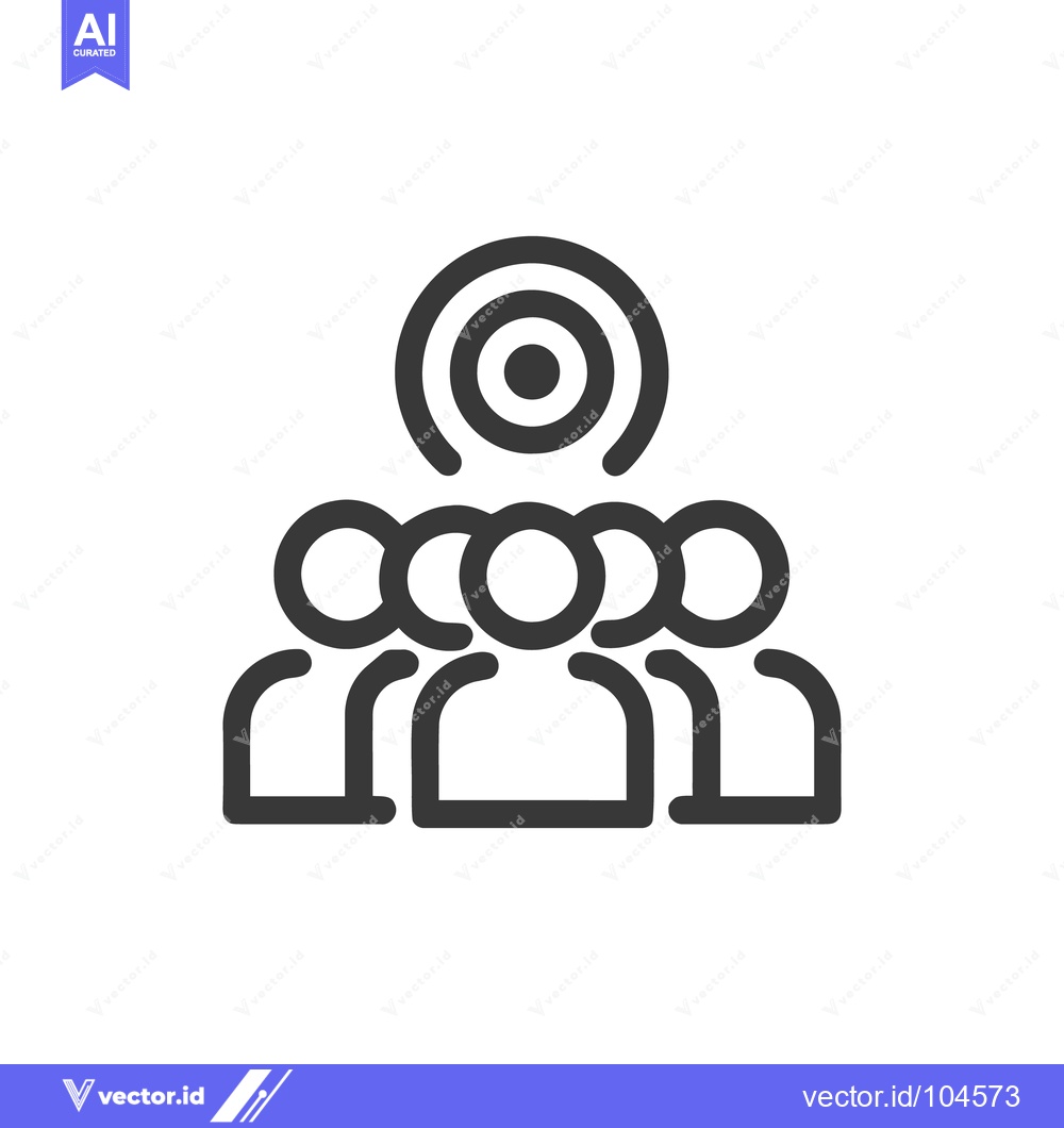 Premium Vector dari Teamwork Icon: Group of People with Target Above, Minimalist Design