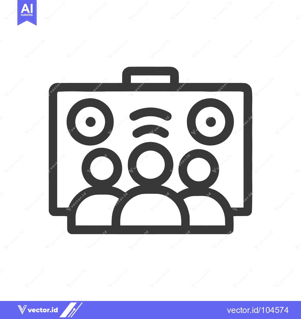 Premium Vector dari Online Meeting Icon: Three People, Speakers, and Connection Signals