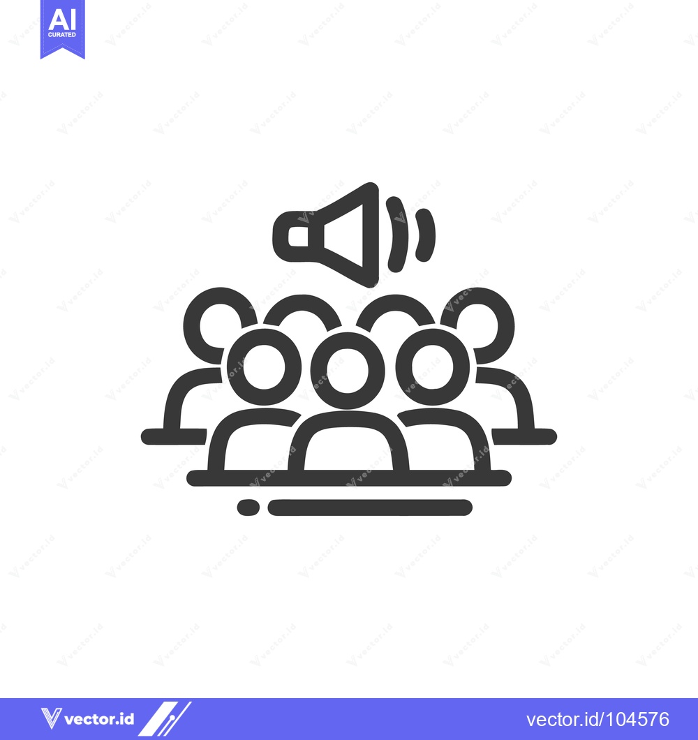 Premium Vector of Crowd with Megaphone: Bold Line Icon for Announcements and Communicati