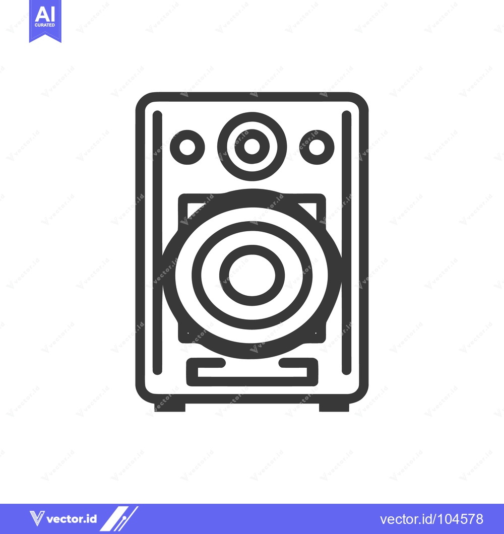 Premium Vector dari Minimalist Speaker Icon: Bold Outline on White Background, Audio Equip