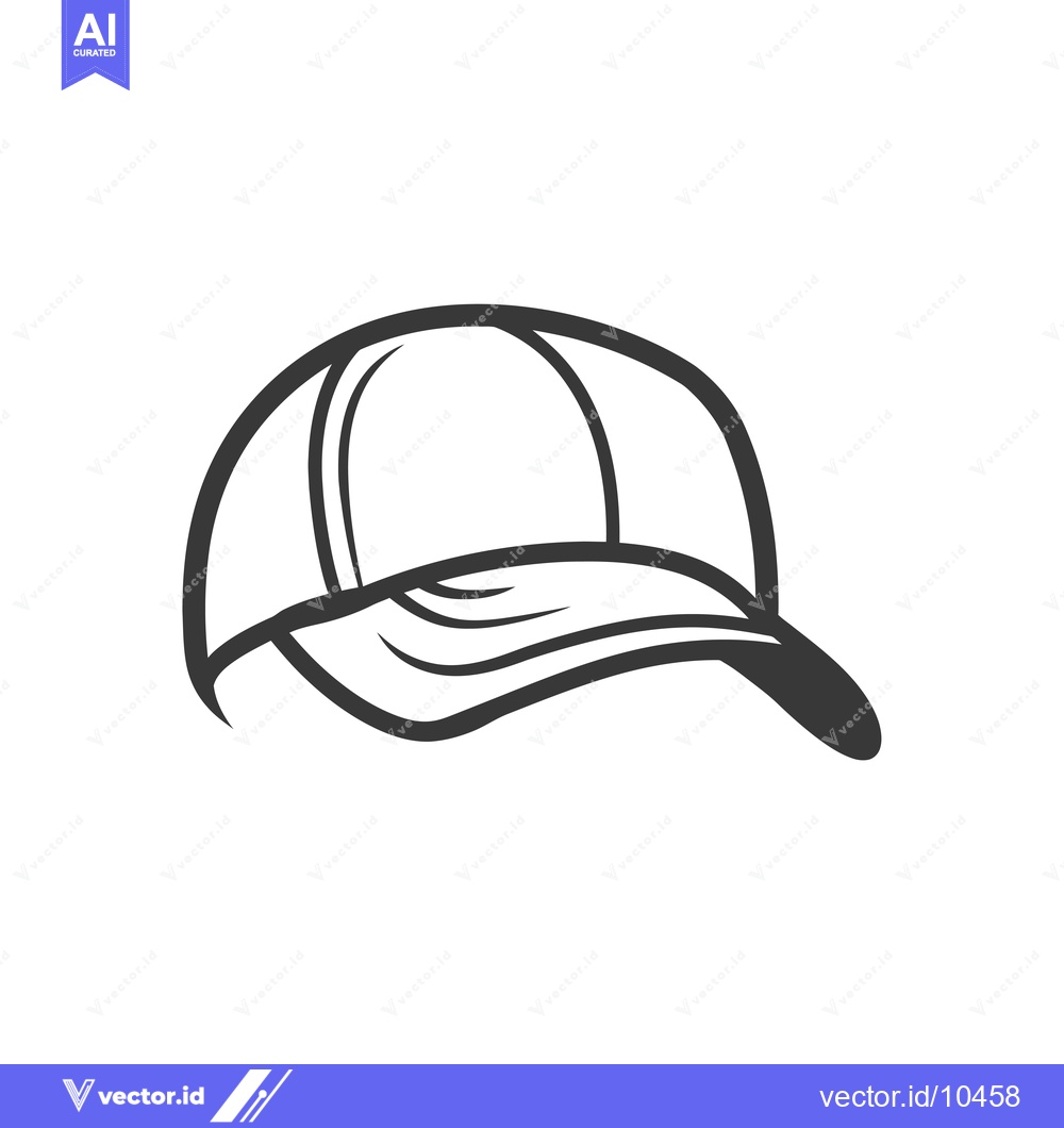Premium Vector of A Black And White Line Drawing Of A Baseball Cap
