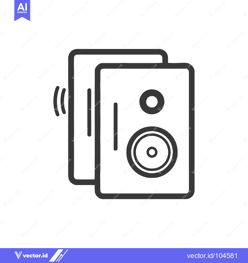 Premium Vector of Minimalist Speaker Icon: Audio Equipment with Sound Waves Illustration