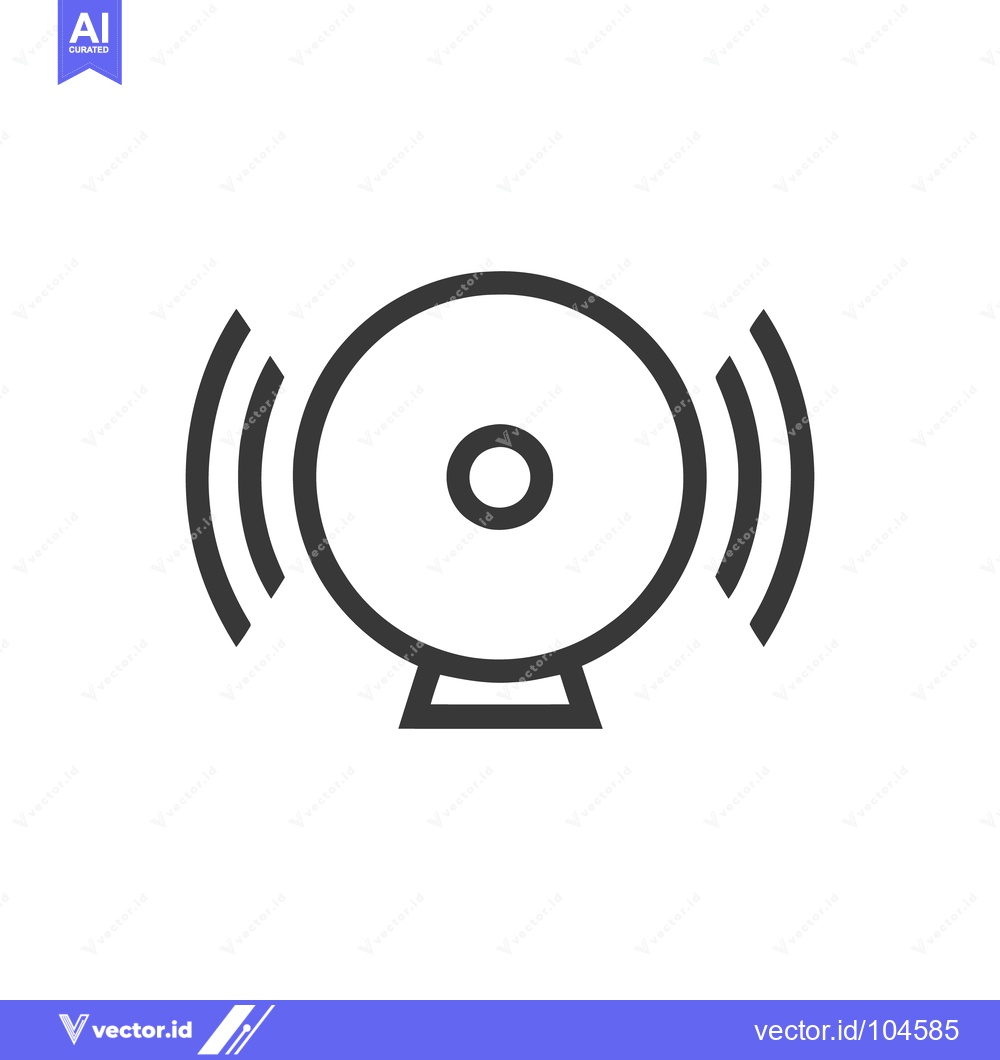 Premium Vector of Ringing Alarm Bell Icon: Bold Outline Design on White Background