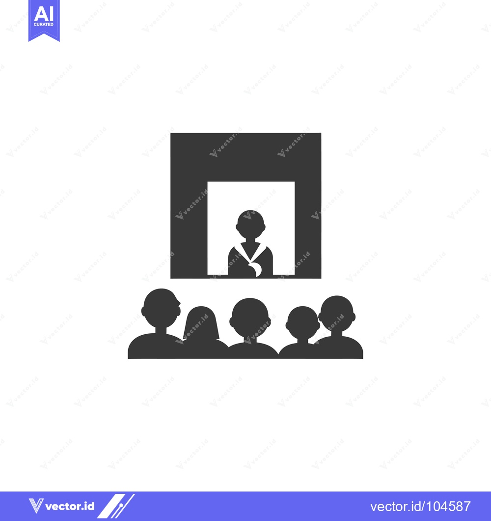 Premium Vector dari Speaker on stage with audience silhouette icon