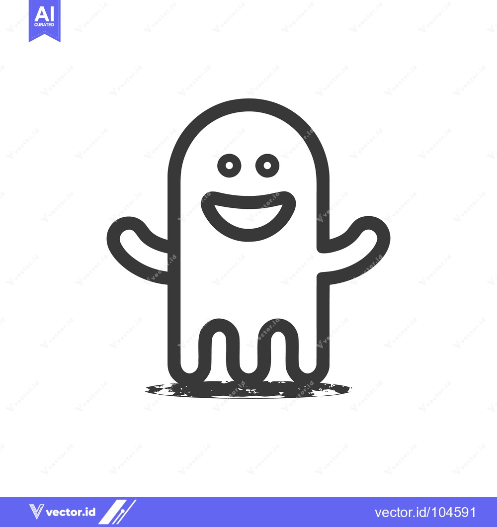 Premium Vector dari Cheerful Ghost Icon with Brushstroke Shadow, Halloween Graphic