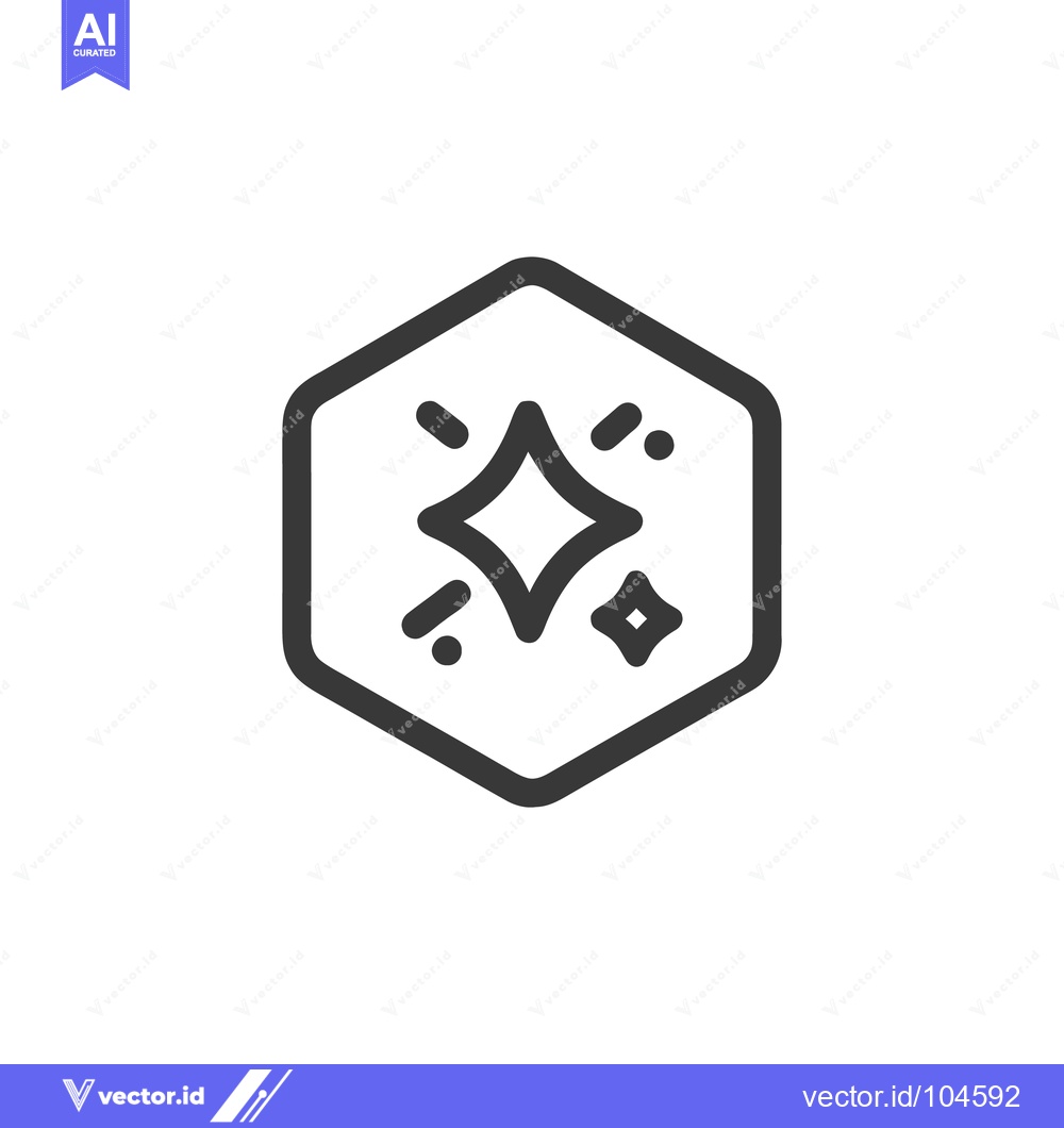Premium Vector dari Sparkling Hexagon: Clean Line Art Icon of Radiance and Shine