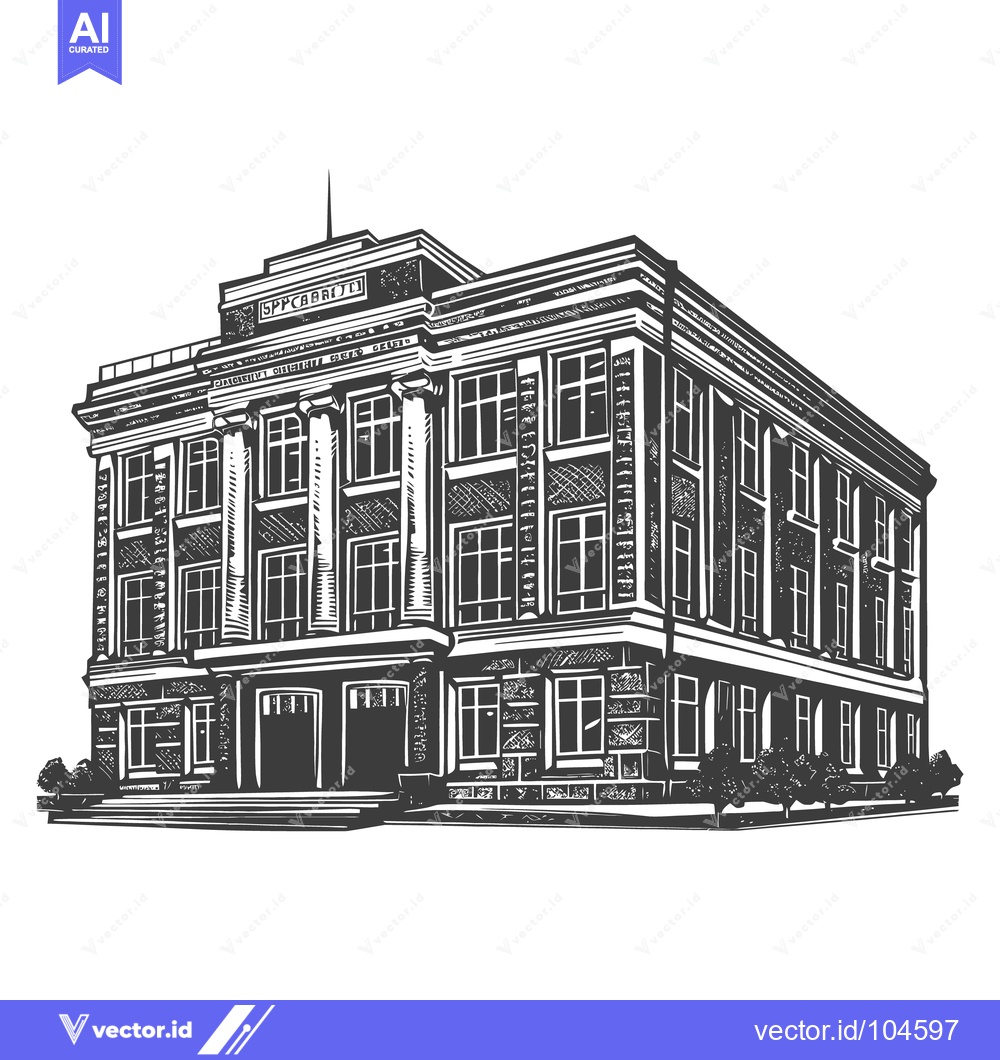 Premium Vector dari An illustrated depiction of a large multi story architectural building