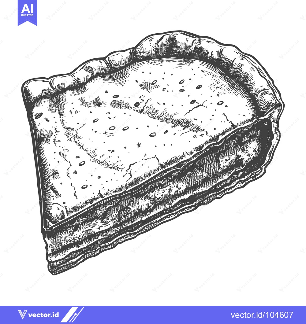 Premium Vector dari A singular hand drawn image of a baked slice of pie