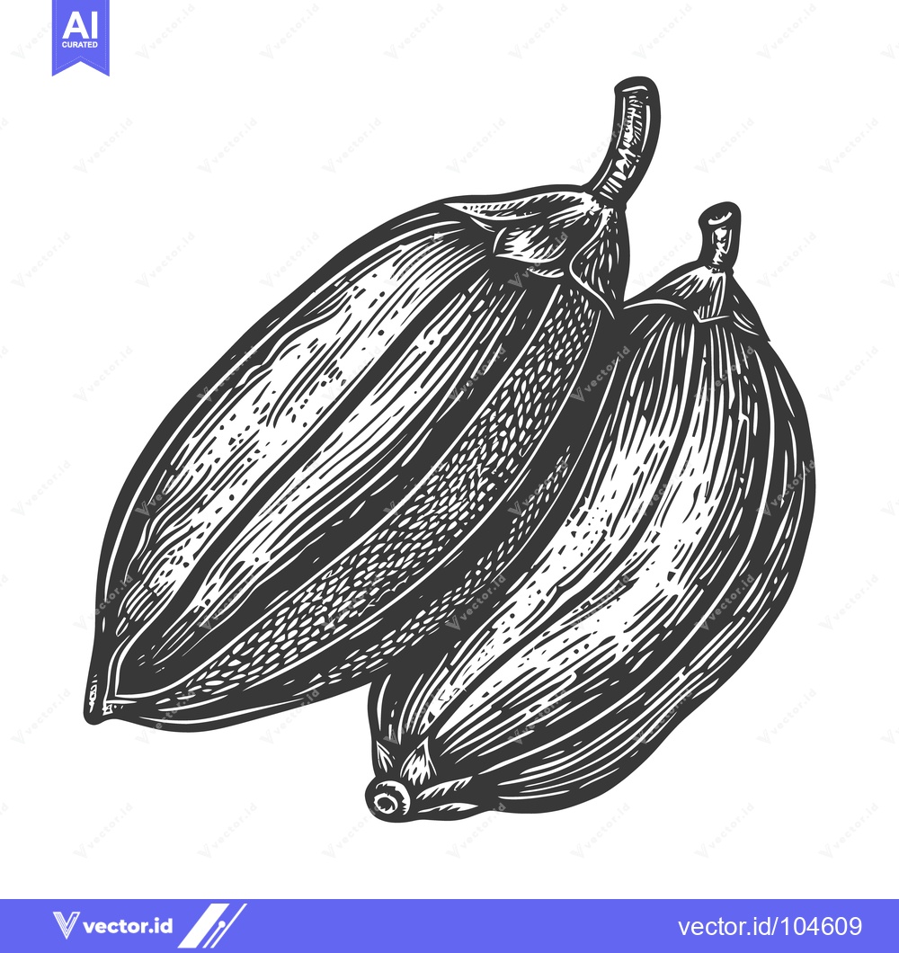 Premium Vector of Two sketched depictions of elongated fruit with textured skin are seen