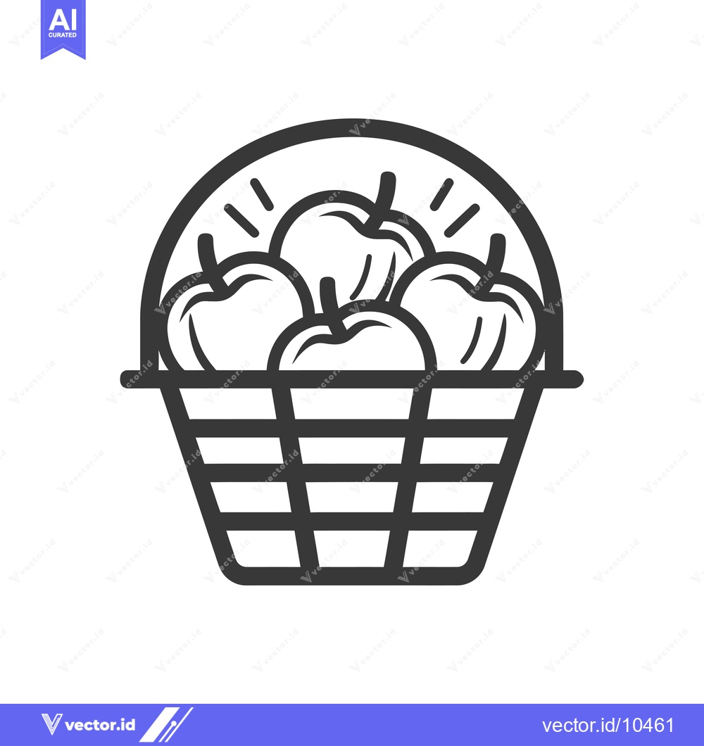Premium Vector dari A Black and White Line Drawing of a Basket of Apples