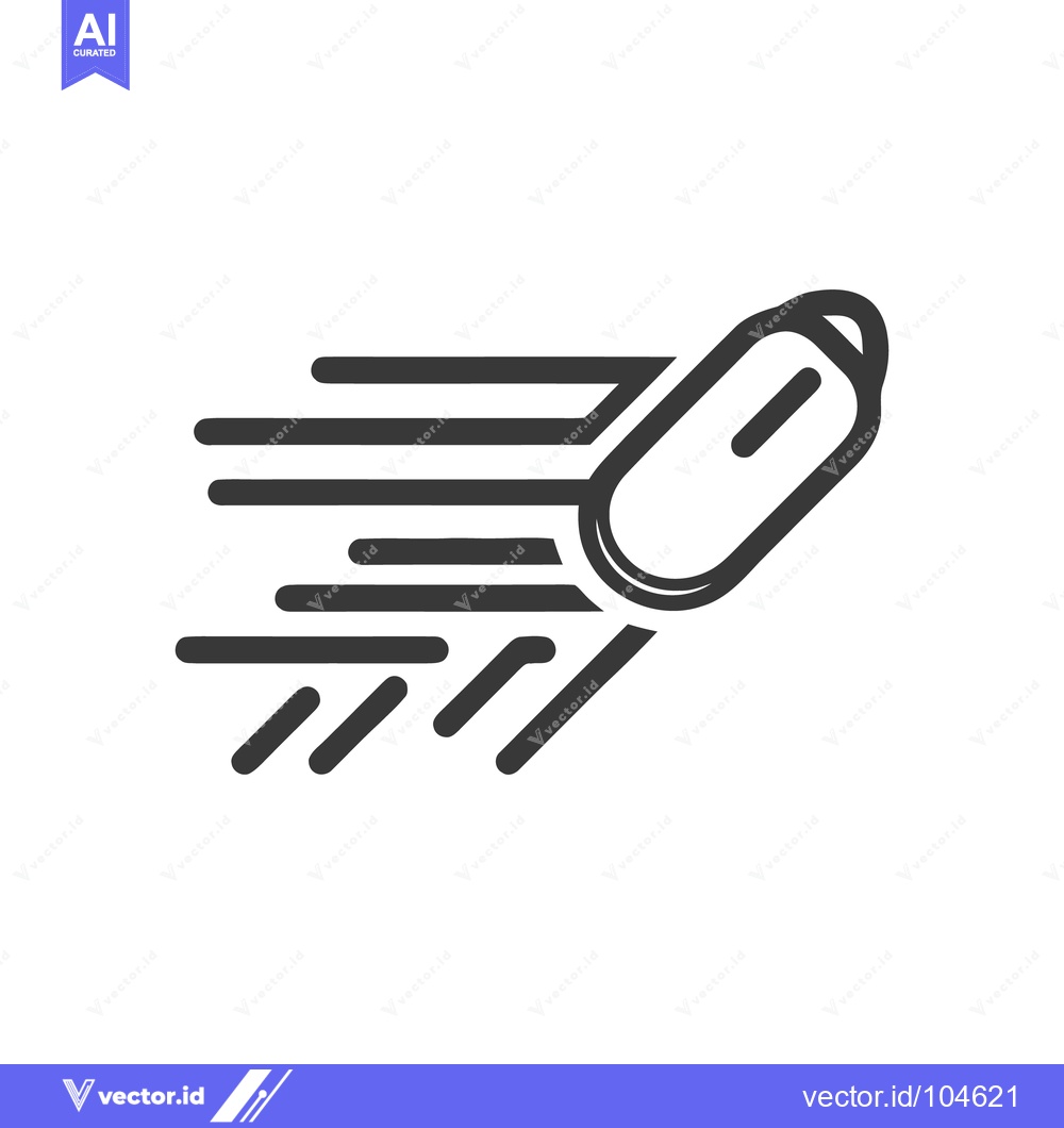 Premium Vector of Dynamic Bullet Icon: Speeding Projectile with Motion Trails, Vector Il