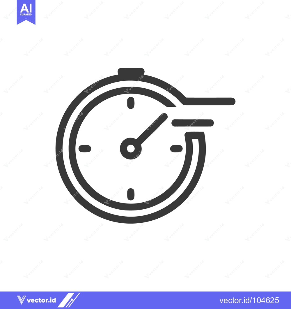 Premium Vector dari Fast Time: Minimalist Stopwatch Icon with Motion Lines, Speed Concept