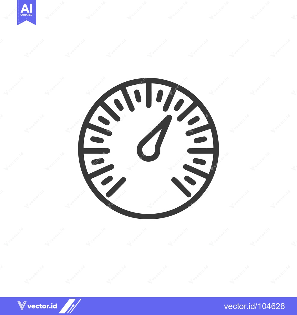 Premium Vector of Minimalist Speedometer Icon: Precise Line Art for Velocity Measurement
