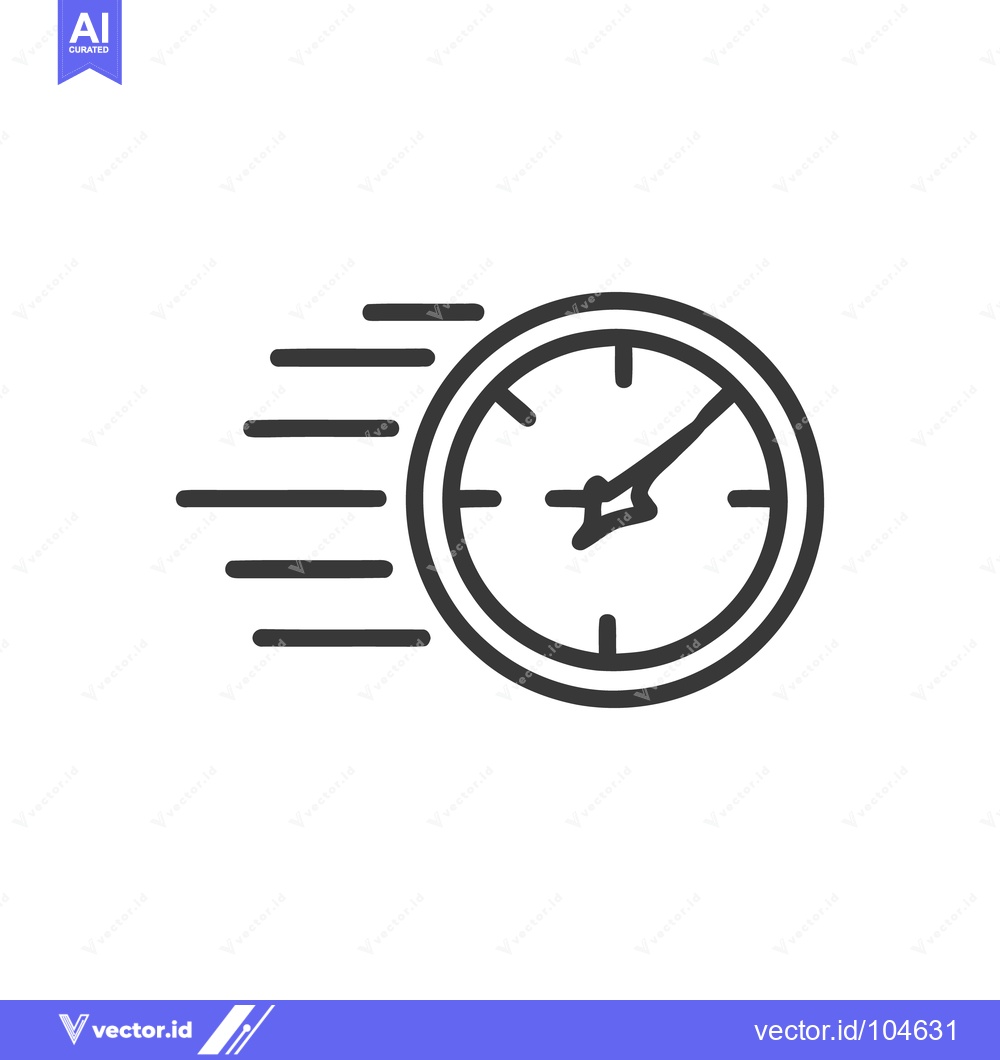 Premium Vector dari Fast Time: Minimalist Clock Icon with Motion Lines, Speed Concept