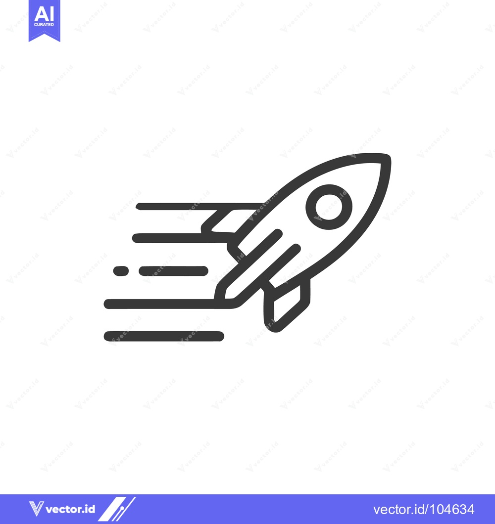 Premium Vector of Sleek Rocket Launching with Speed Lines, Minimalist Icon Design