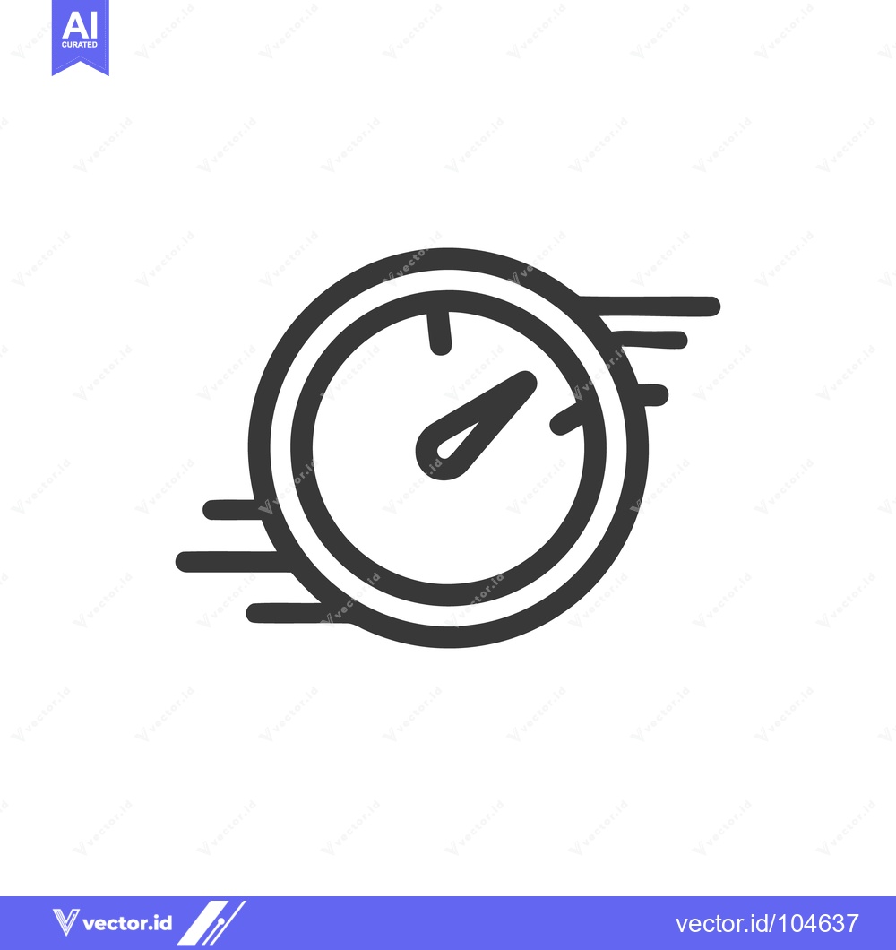 Premium Vector dari Speedometer Icon with Motion Lines, Minimalist Design, Black Outline