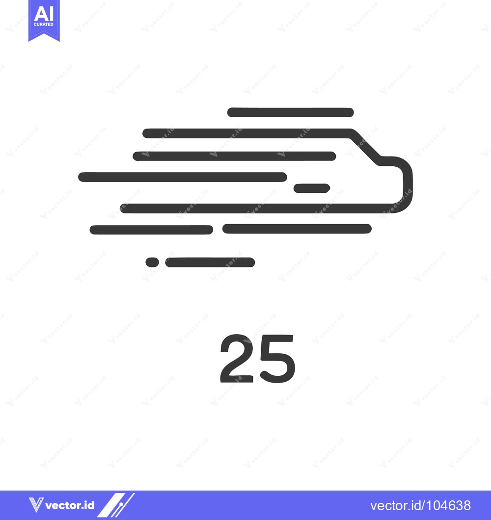 Premium Vector dari Express Train Icon with Motion Lines and Number 25 Below, Minimalist D