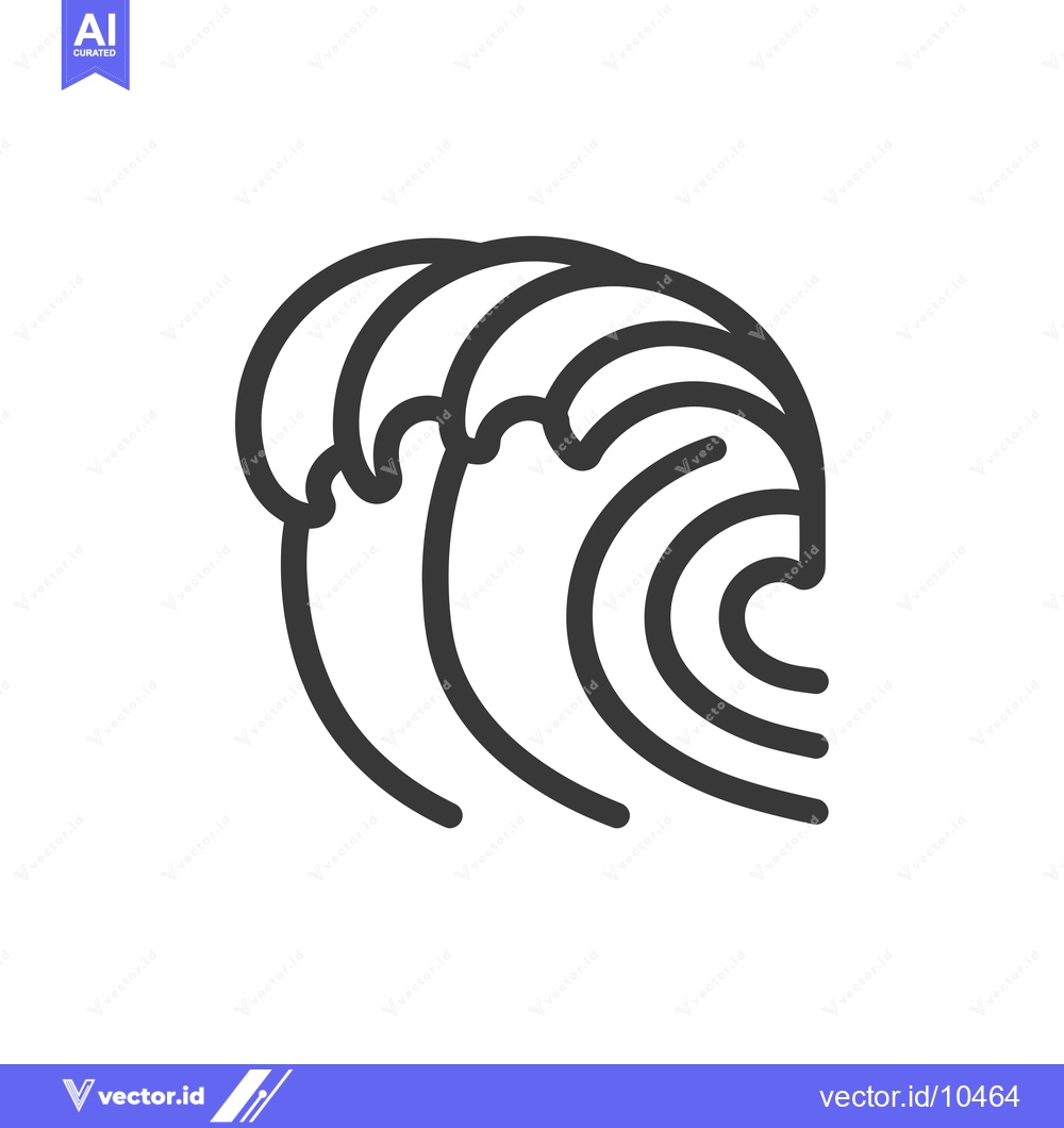 Premium Vector of A Black and White Line Drawing of a Breaking Wave