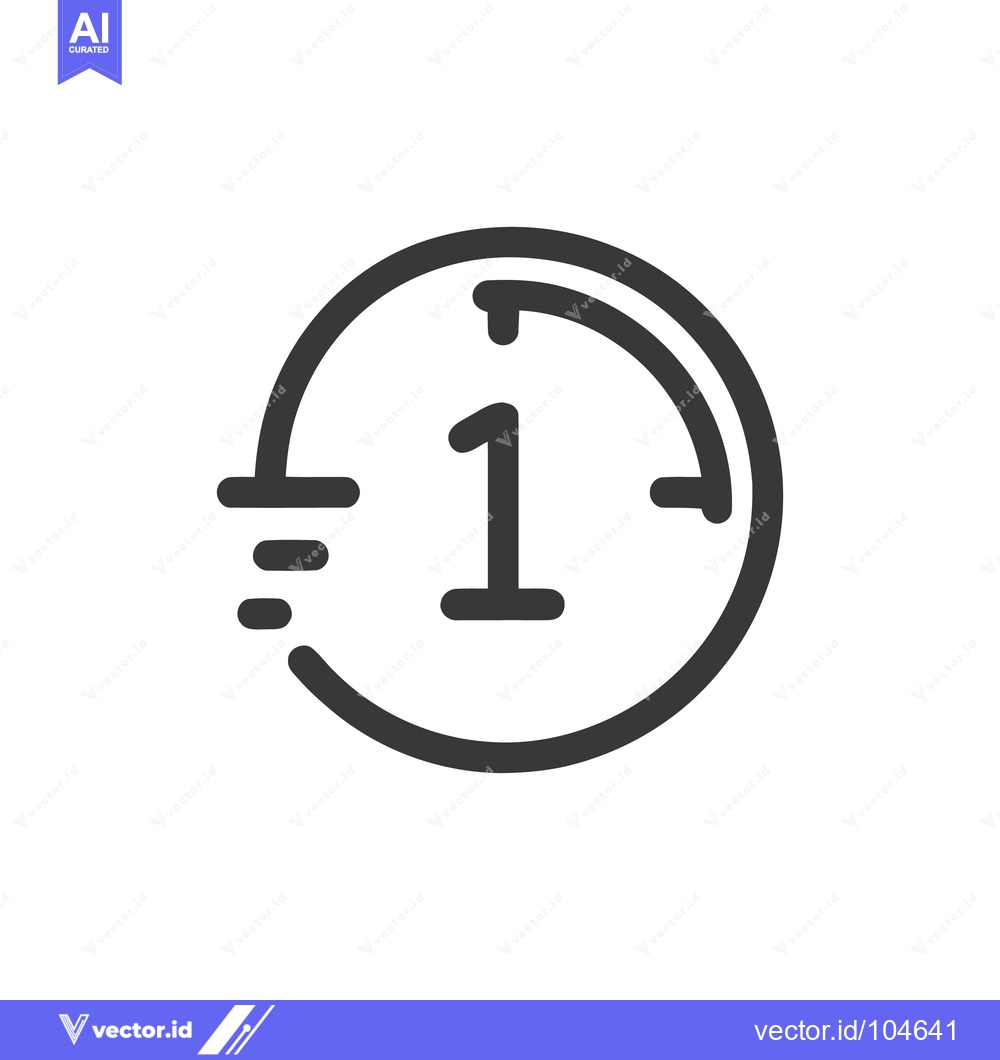 Premium Vector dari One-Hour Timer Icon: Minimalist Design with Circular Arrow and Dashes