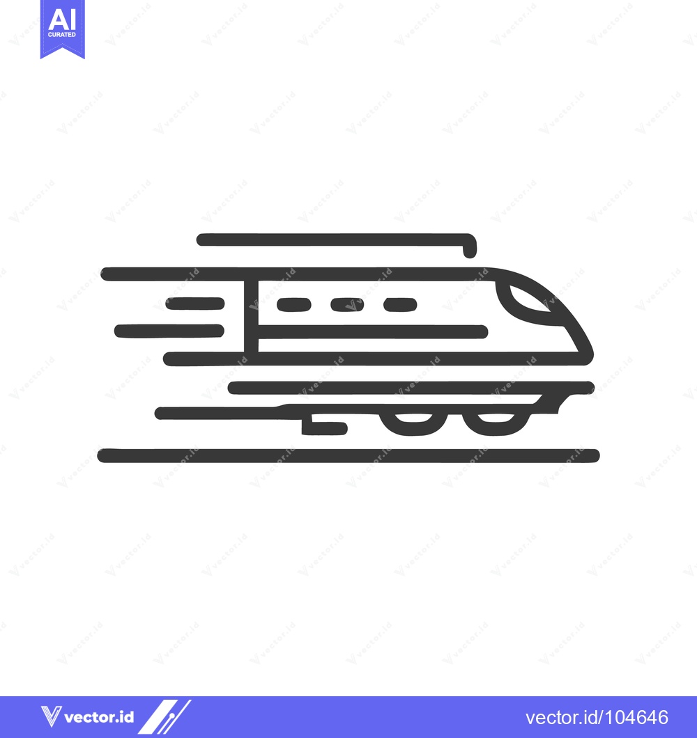 Premium Vector of Sleek High-Speed Train Icon with Motion Lines on White Background