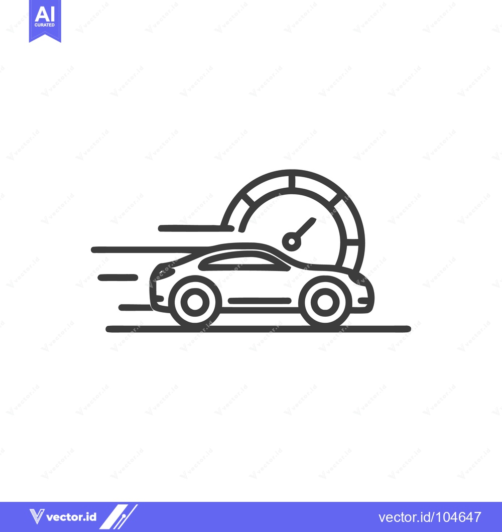 Premium Vector of Sleek Car Icon with Speedometer, Dynamic Motion Lines, Modern Design