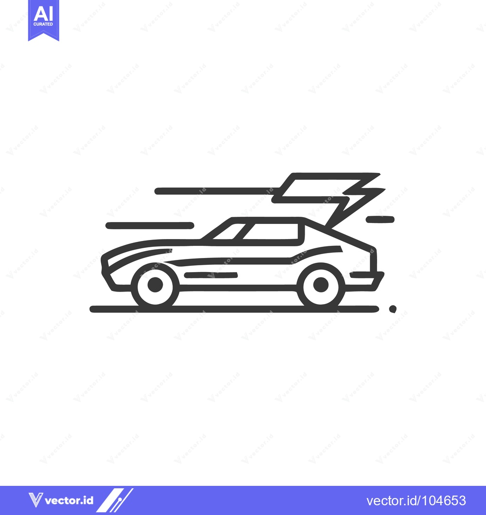 Premium Vector dari Sleek Car Icon with Speed Lines and Lightning Bolt Detail