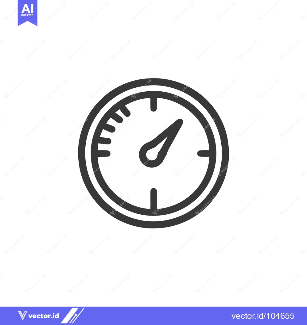 Premium Vector of Minimalist Speedometer Icon: Precise Measurement, Bold Outline, Clean