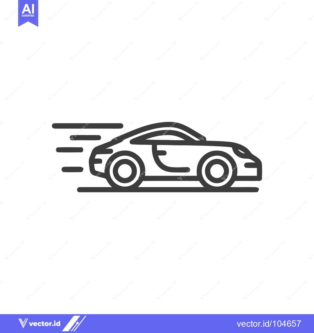 Premium Vector dari Sleek Sports Car Outline Icon with Motion Lines, Minimalist Design