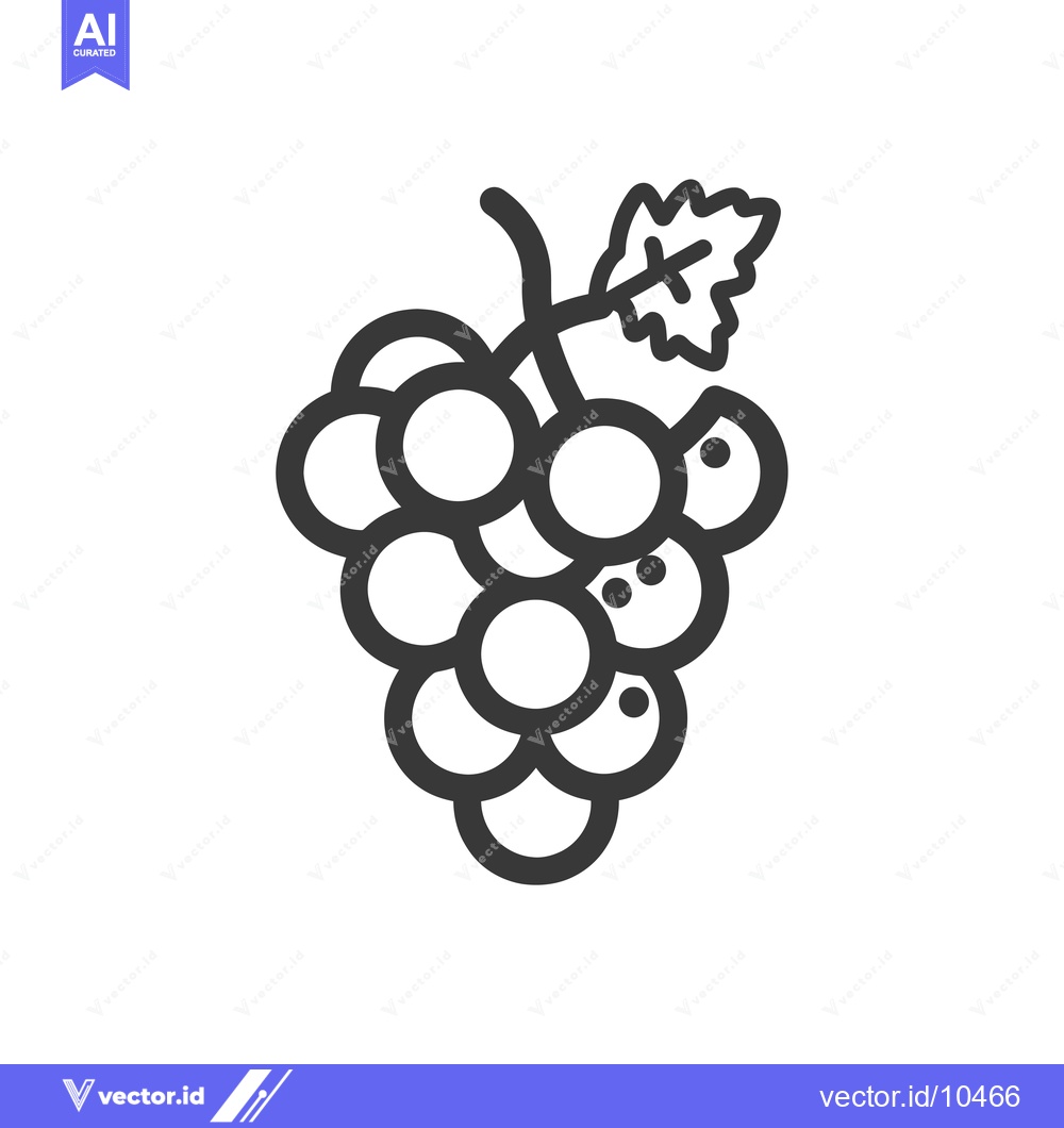 Premium Vector dari A Black and White Line Drawing of a Bunch of Grapes with a Leaf