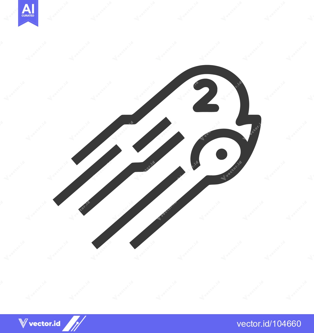 Premium Vector dari Stylized Comet Icon with Number Two, Minimalist Design