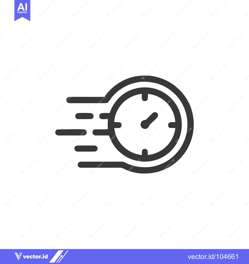 Premium Vector dari Fast Time: Minimalist Clock Icon with Motion Blur Effect