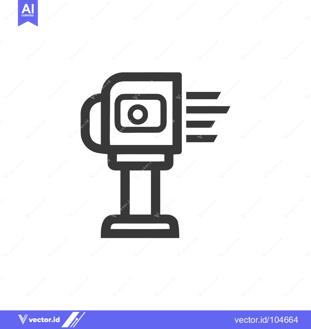 Premium Vector of Radar Gun Icon: Speed Detection Device with Signal Waves, Minimalist D