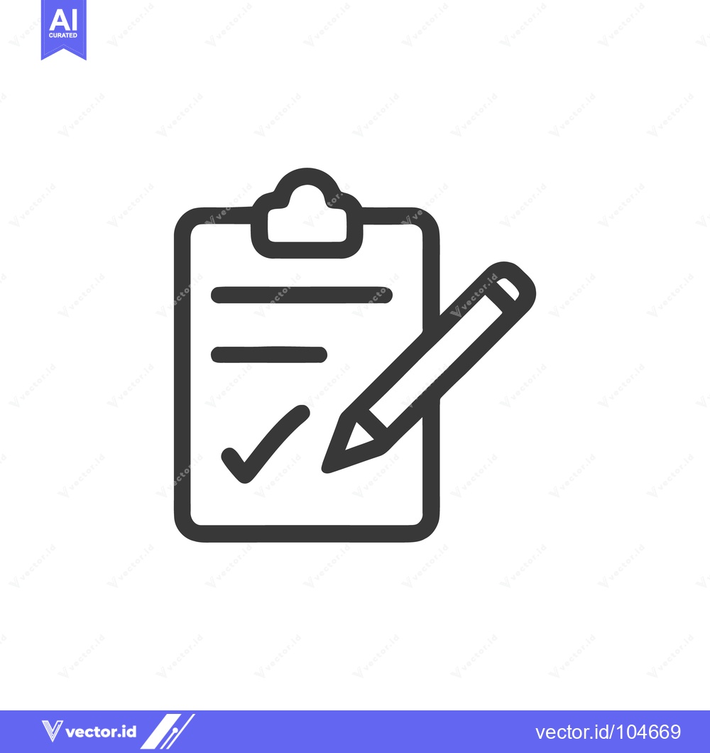 Premium Vector dari Clipboard with Checkmark and Pencil Icon, Task Completion Symbol, Outl