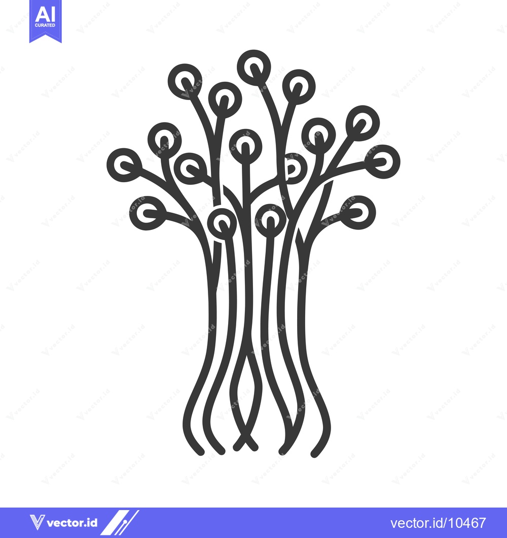 Premium Vector of A Black and White Line Drawing of a Bush with Round Buds
