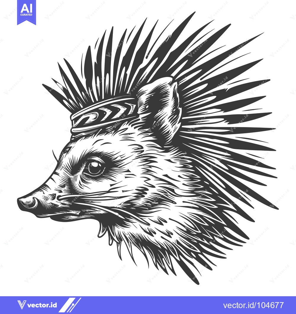 Premium Vector dari Spiky-Haired Fox Head in Profile
