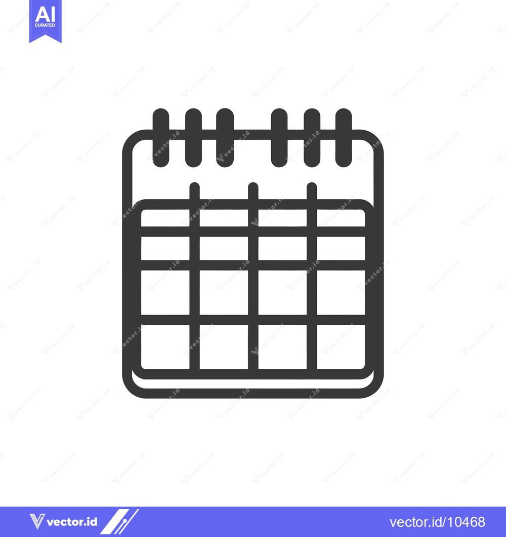 Premium Vector dari A black and white line drawing of a calendar with a spiral binding