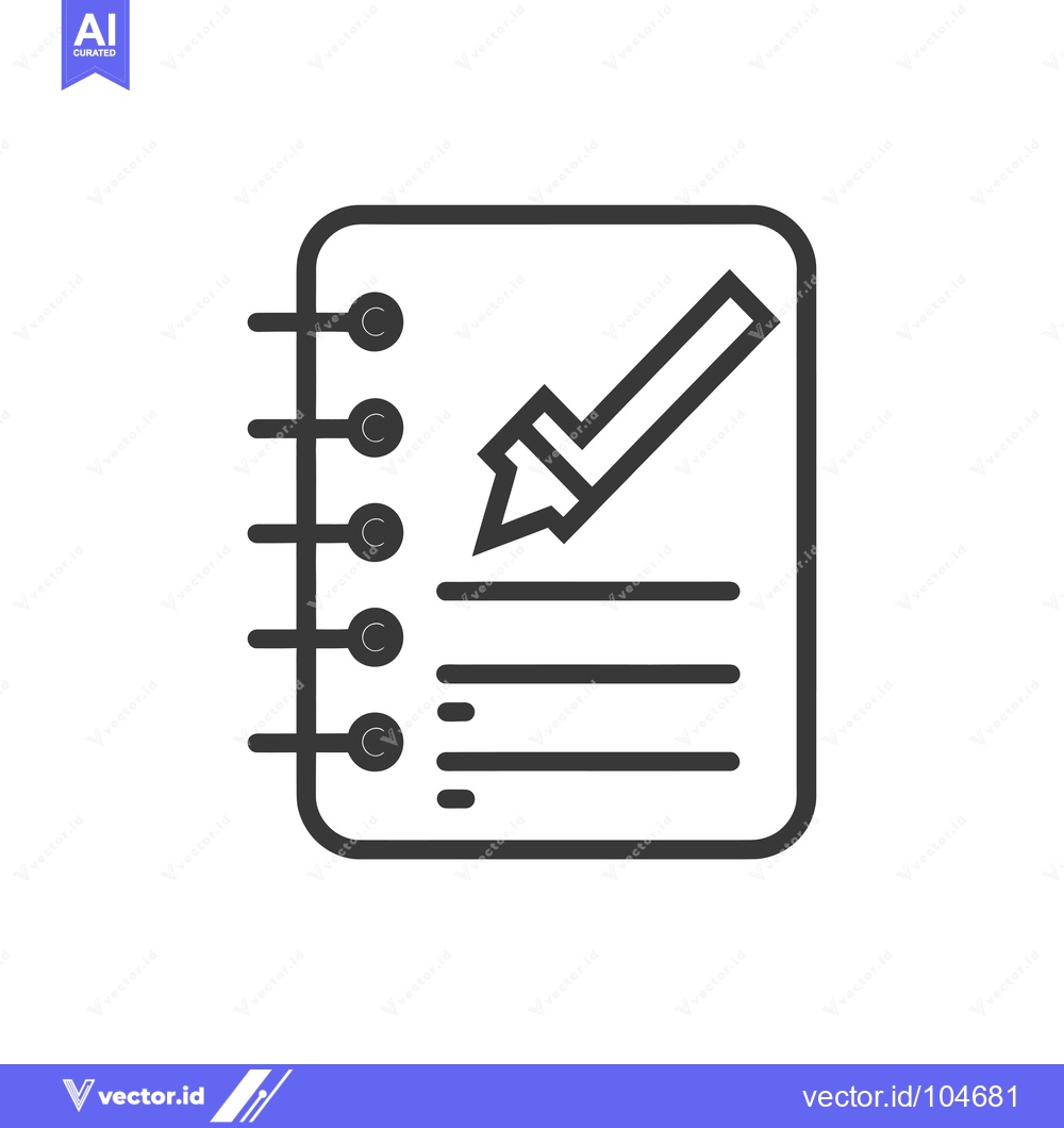 Premium Vector dari Spiral Notebook With Check Mark and Lines