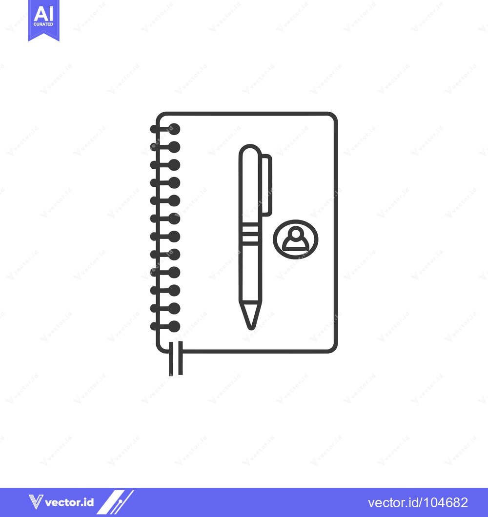 Premium Vector dari Spiral Notebook with Pen and Person Icon