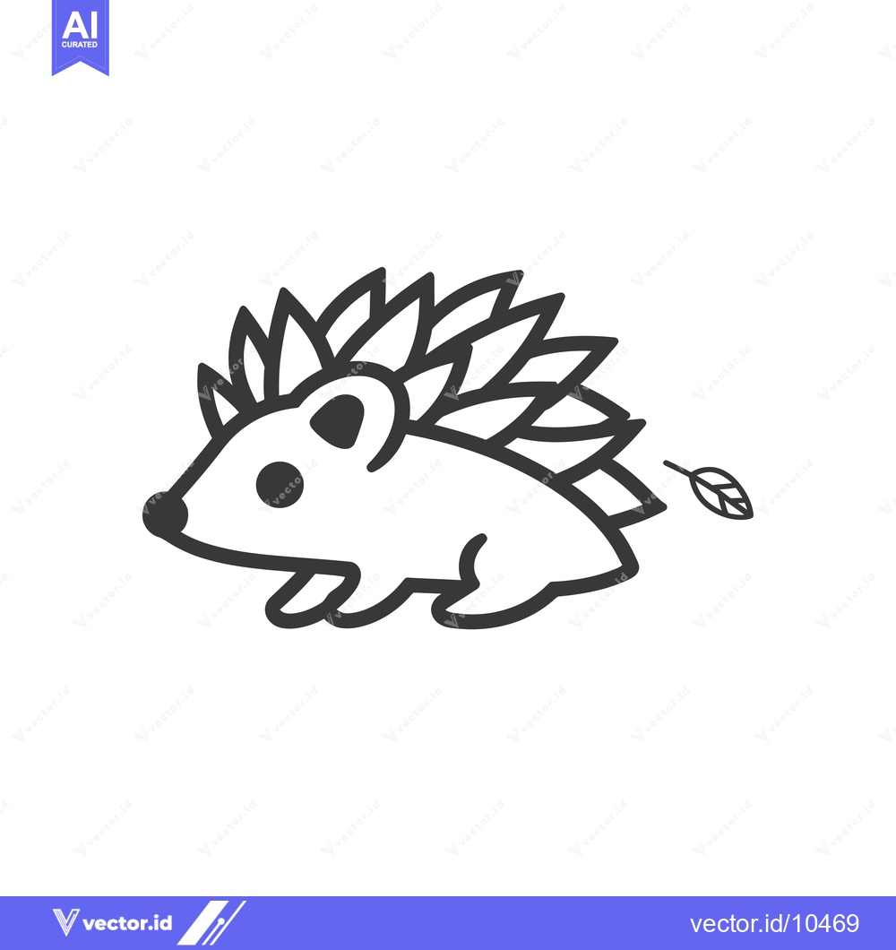 Premium Vector of A Black and White Line Drawing of a Cartoon Hedgehog