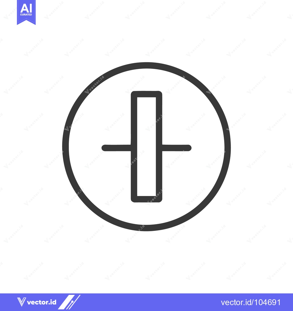 Premium Vector of Grounding Symbol: Minimalist Line Art in Circle, Electrical Safety Ico