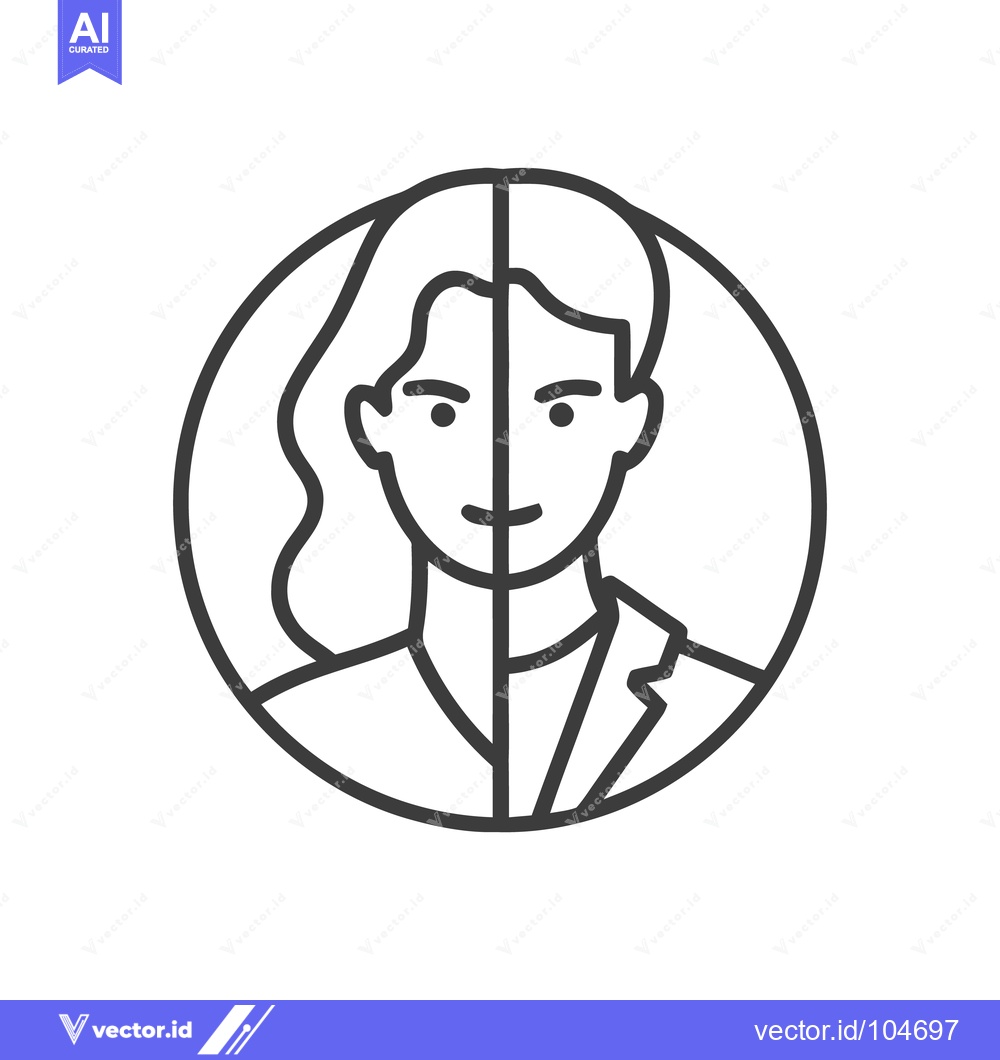 Premium Vector of Dual Identity: Woman in Business Suit and Casual Attire, Line Art Icon