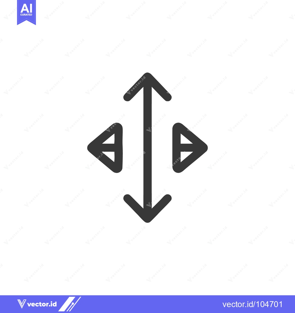 Premium Vector of Resize Arrows Icon: Up, Down, Left, Right Directions, Simple Line Art