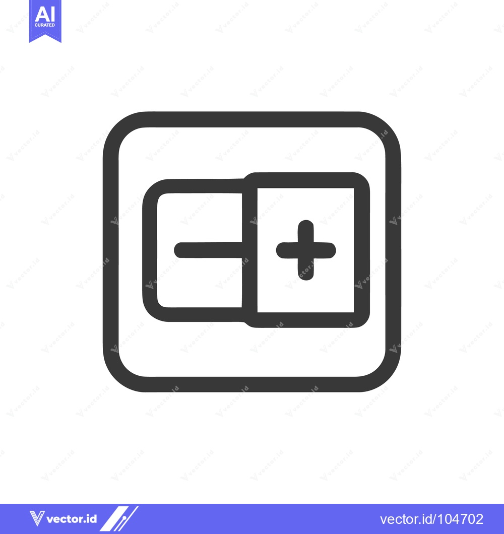 Premium Vector dari Add or Remove Icon in Rounded Square, Simple Line Art