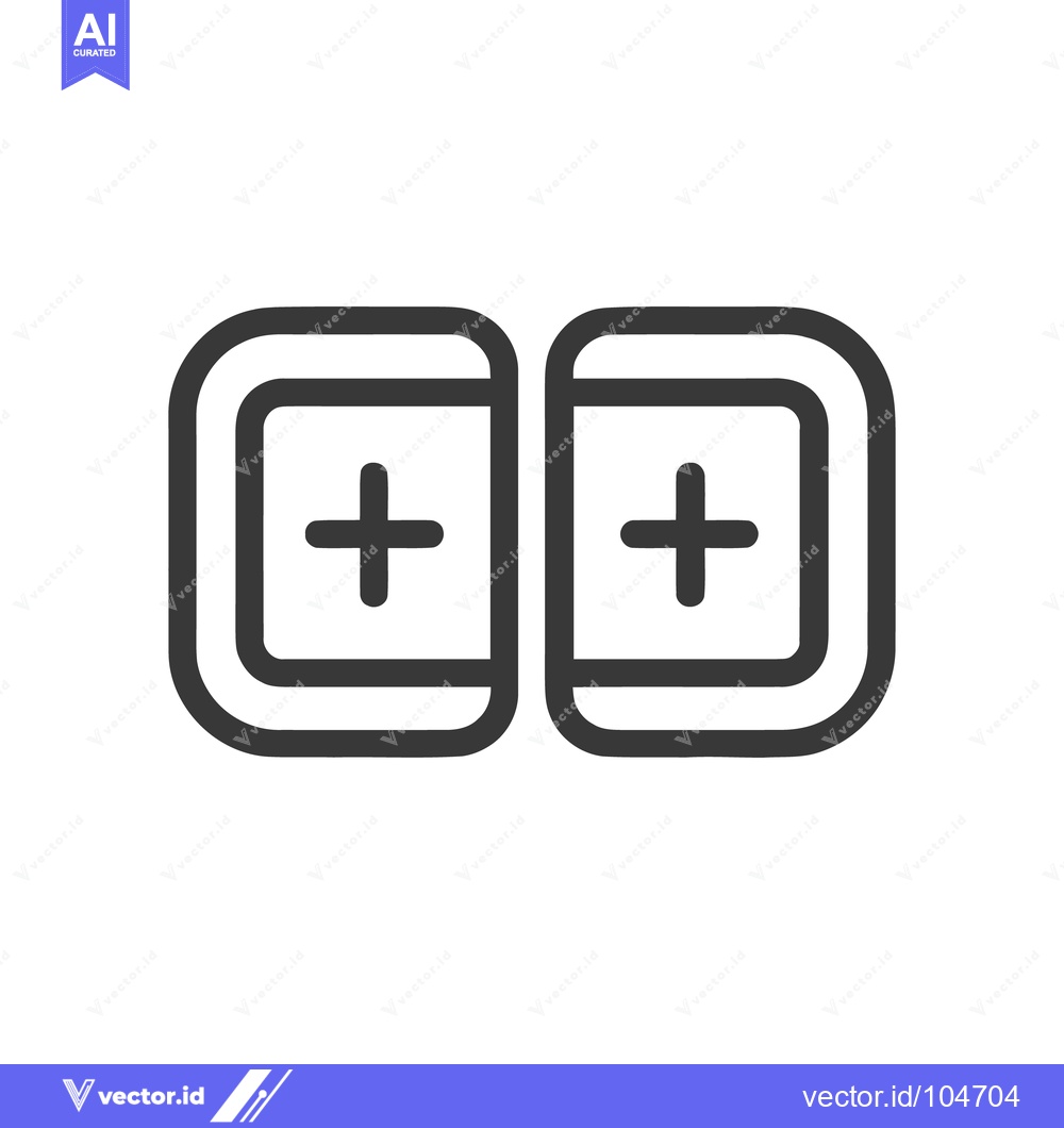 Premium Vector of Double Plus Sign Icon: Bold Outline, Symmetrical Design, White Backgro
