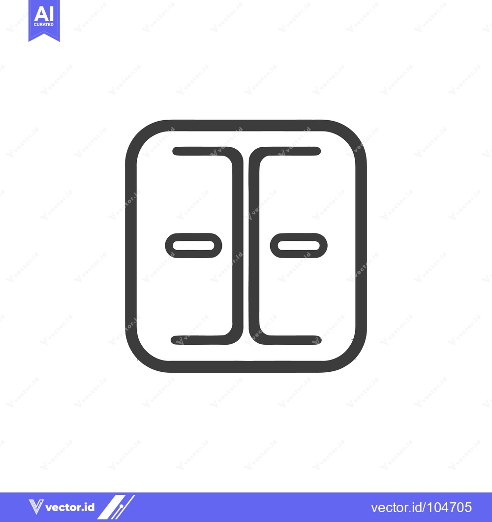 Premium Vector of Minimalist Wardrobe Icon: Rounded Square with Two Doors and Handles