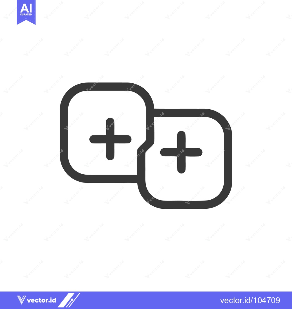 Premium Vector of Overlapping Plus Icons: Dark Gray Rounded Squares on White Background