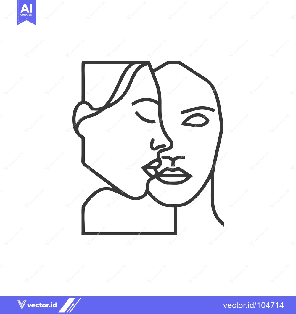 Premium Vector dari Minimalist Line Art: Two Faces Intertwined in Abstract Design