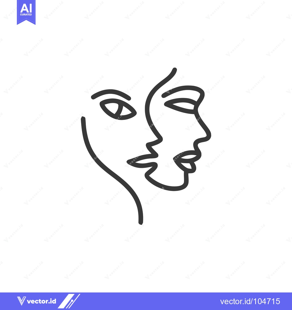 Premium Vector of Minimalist Line Art: Intertwined Faces in Abstract Portraiture