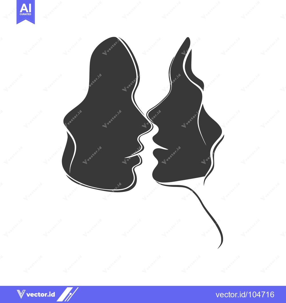 Premium Vector of Minimalist Silhouette: Two Faces in Profile, Intimate Connection, Dark